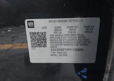 2023 Chevrolet Malibu Fwd 1Lt из США, поврежденный, VIN 1G1ZD5ST5PF165865